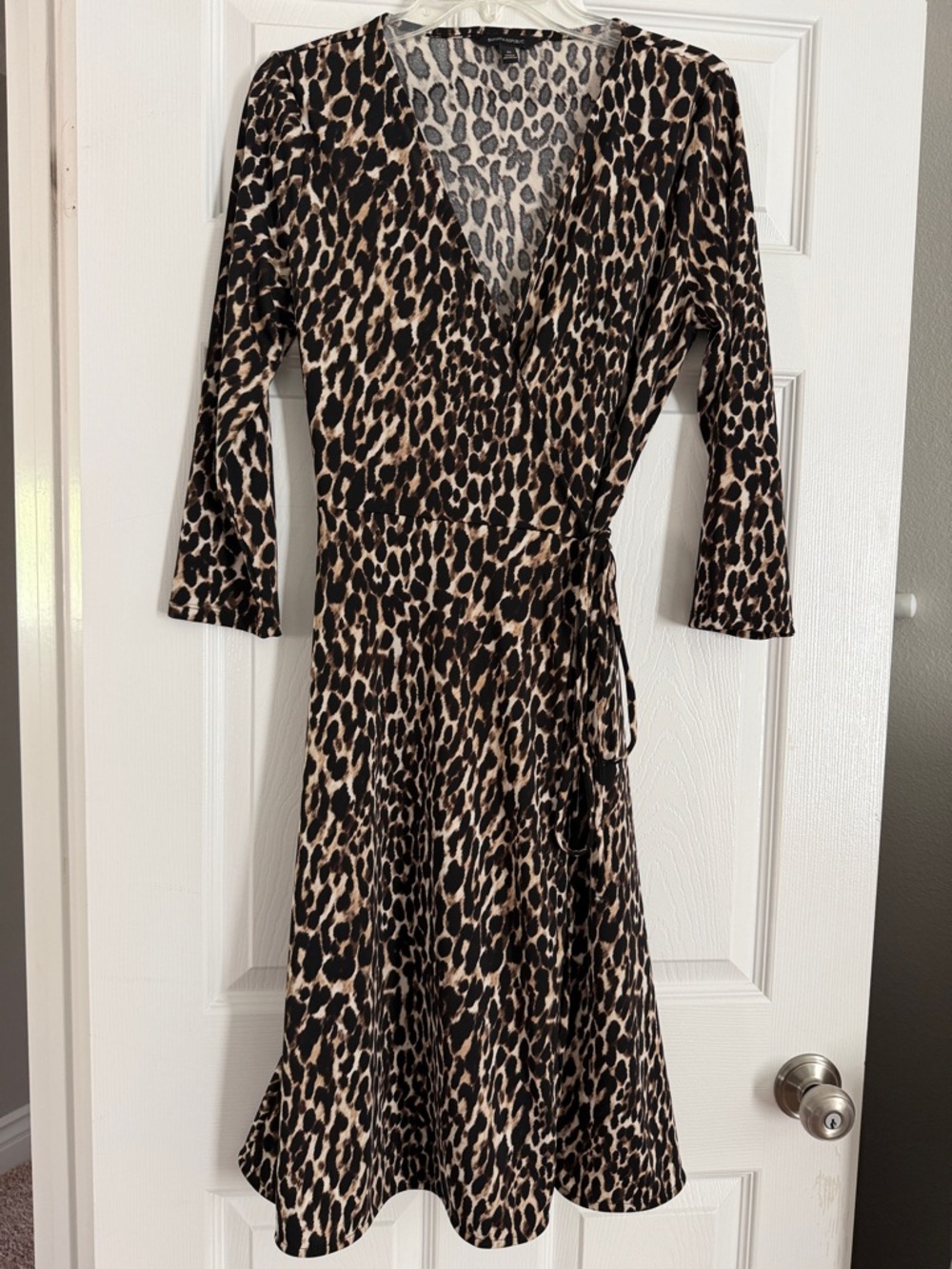 Banana Republic Leopard Print Wrap Dress - Black and Cream